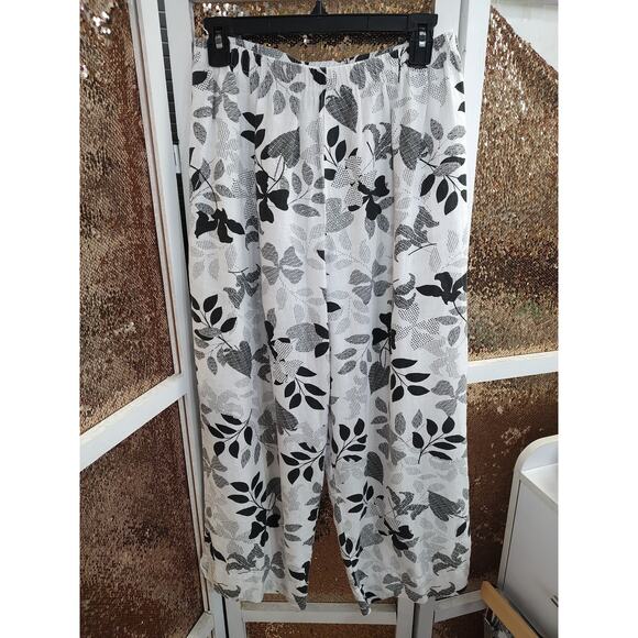 Hot Cotton Pants - Hot Cotton Linen Cotton Blend Pants Black White Large